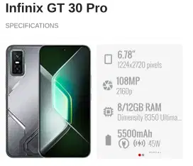 INFINIX GT 30 PRO 8/256 New.