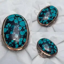 Cincin Natural Turquoise (Phyrus) Hubei Xinjang 3D Blue Fancy
