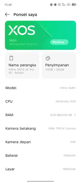 Jual cepat Infinix note 40 pro 5G 8+8 256Gb