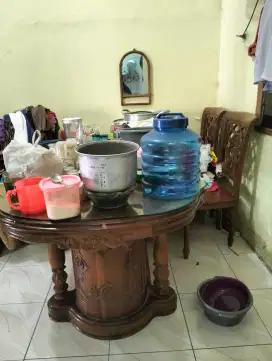 meja makan jati Jepara asli salina 6 kursi