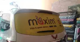 Promosi sticker kaca film one way stiker satu arah branding mobil dll