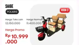 Sepedah Listrik Saige Bisa Cash / Kredit