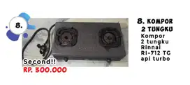 Kompor 2 tungku Rinnai RI-712 TG api turbo