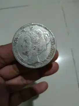 KOIN PERAK WILHELMINA KONINGIN DER NEDERLANDEN 2,5 G TAHUN 1898 LANGKA