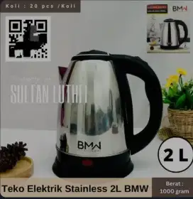 Teko listrik Stainless 2 liter BMW