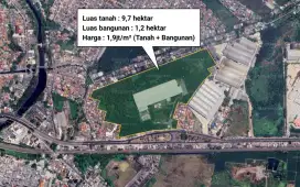 Dijual Gudang 10 hektar dipinggir Jalan Pantura, Lemah Abang Cikarang