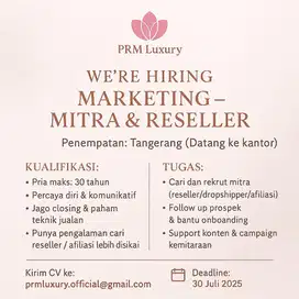 DIBUTUHKAN ADMIN MARKETPLACE & MARKETING SALES COMMUNITY
