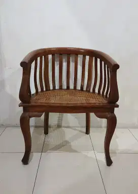 Kursi Betawi Bangku Teras Kayu Jati Dudukan Rotan
