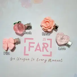 Jepit Mini Pink Karakter Imut (Peach · Rose · Love · Pita)