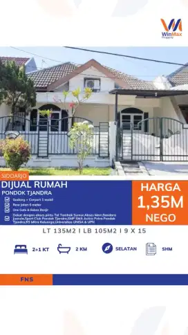 Rumah Pondok Tjandra Sidoarjo, Siap Huni & Dekat Jalan Tol