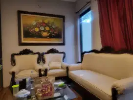 Sofa jati 3 + 2 + meja kaca