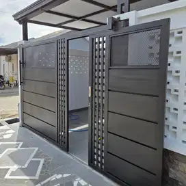 Pintu pagar sliding plat besi