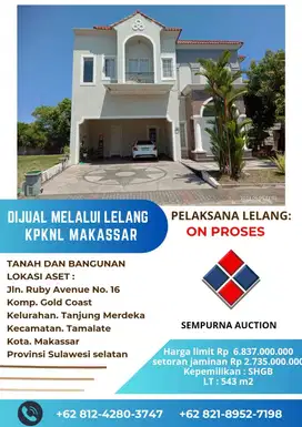 DIJUAL HUNIAN MEWAH MELALUI LELANG RT DI KOTA MAKASSAR