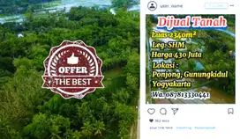 DIJUAL TANAH NEMPEL KALI LUAS 2340M², LOKASI PONJONG GUNUNGKIDUL
