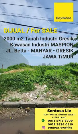 Dijual 2000 m2 Tanah Industri Beta Maspion Manyar Gresik Jawa Timur