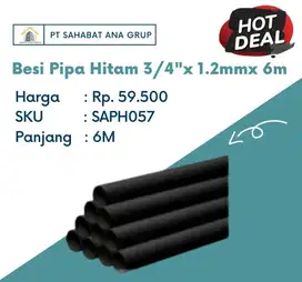 Besi Pipa Hitam 1/2x 1.2mmx 6m