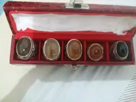 5 batu akik, ring alpaka super,+kotak