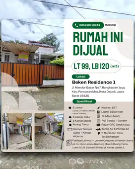 Rumah Di jual 5 menit dari Pintu Tol Sawangan