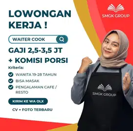 LOWONGAN KERJA WAITER COOK HELPER RESTO PELAYAN BAKMIE BSD GS TANGSEL