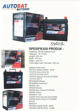 Aki kering 55D23L 60AH Autobat