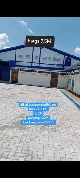 dijual gudang baru dekat tol klaten solo 7,5 Milyar
