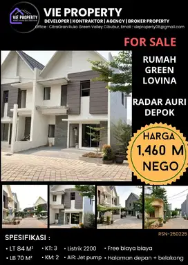 DIJUAL RUMAH SIAP HUNI DI GREEN LOVINA RADAR AURI CIMANGGIS DEPOK