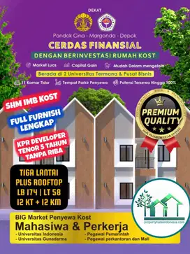 Jual Rumah Kost Margonda Depok Bonus Full Furnish Lengkap SHM IMB Kost