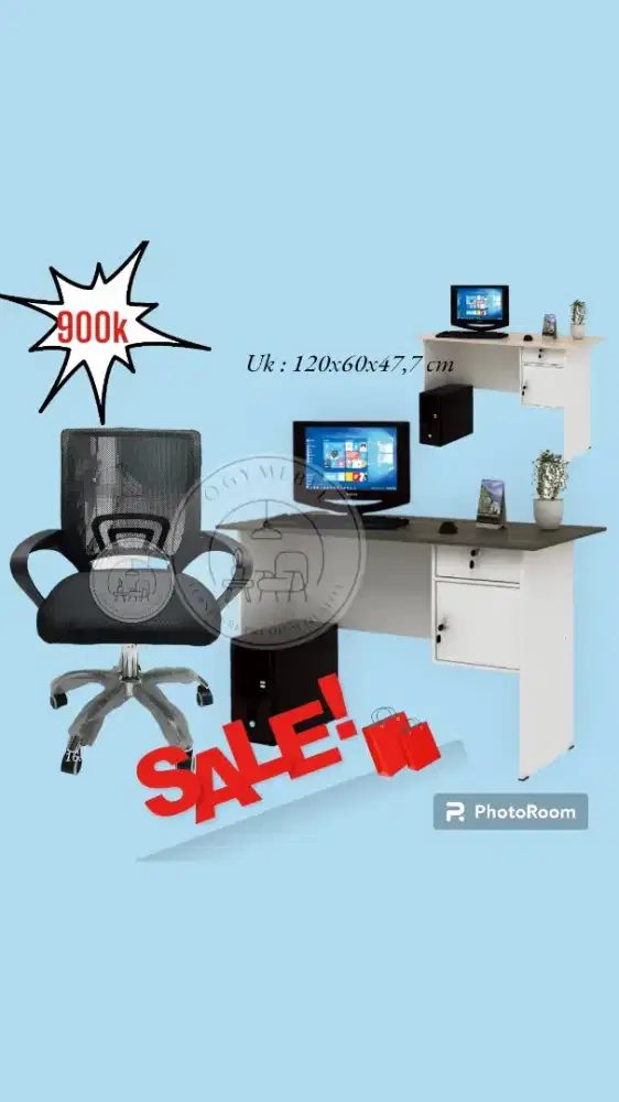 Promo termurah satu paket meja kerja dan kursi hydrolik
