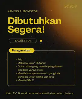 Dibutuhkan segera : SALES VARIASI MOBIL