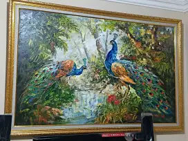 LUKISAN SEPASANG BURUNG MERAK.