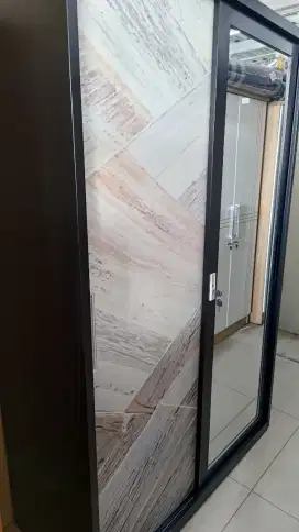Lemari baju slide besi jumbo 120cm