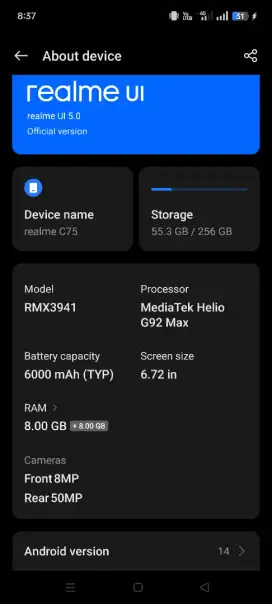 Realme c75, mulu jual cepat BU