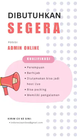 Dibutuhkan staf admin online
