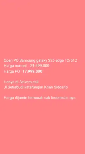 Pre order Samsung galaxy S25 edge 12/512