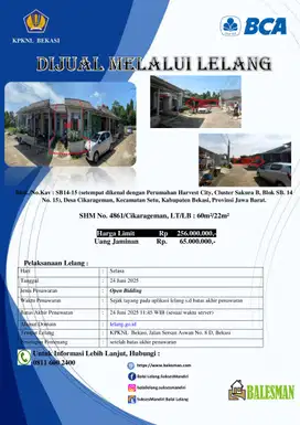 DIJUAL RUMAH MELALUI LELANG WILAYAH BEKASI
