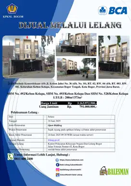 DIJUAL  MELALUI LELANG WILAYAH BOGOR