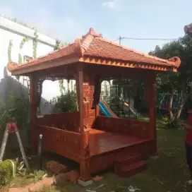 Gazebo taman, gazebo ukir, gazebo jati