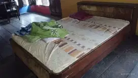 ranjang kayu jati + kasur crystal ukuran 160 x 200