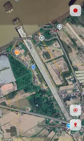 Tanah 7,7 Ha di keramasan pinggir sungai musi dijual