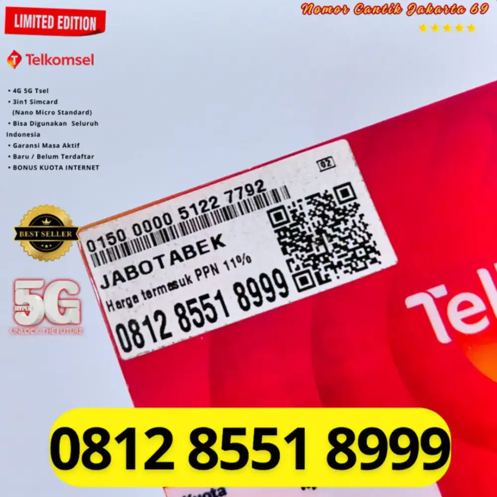 Nomor cantik Super 999 Telkomsel support 5g
