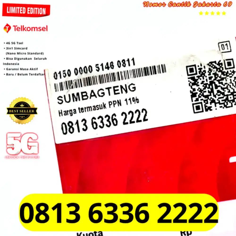 Nomor cantik Super 2222 Telkomsel support 5g