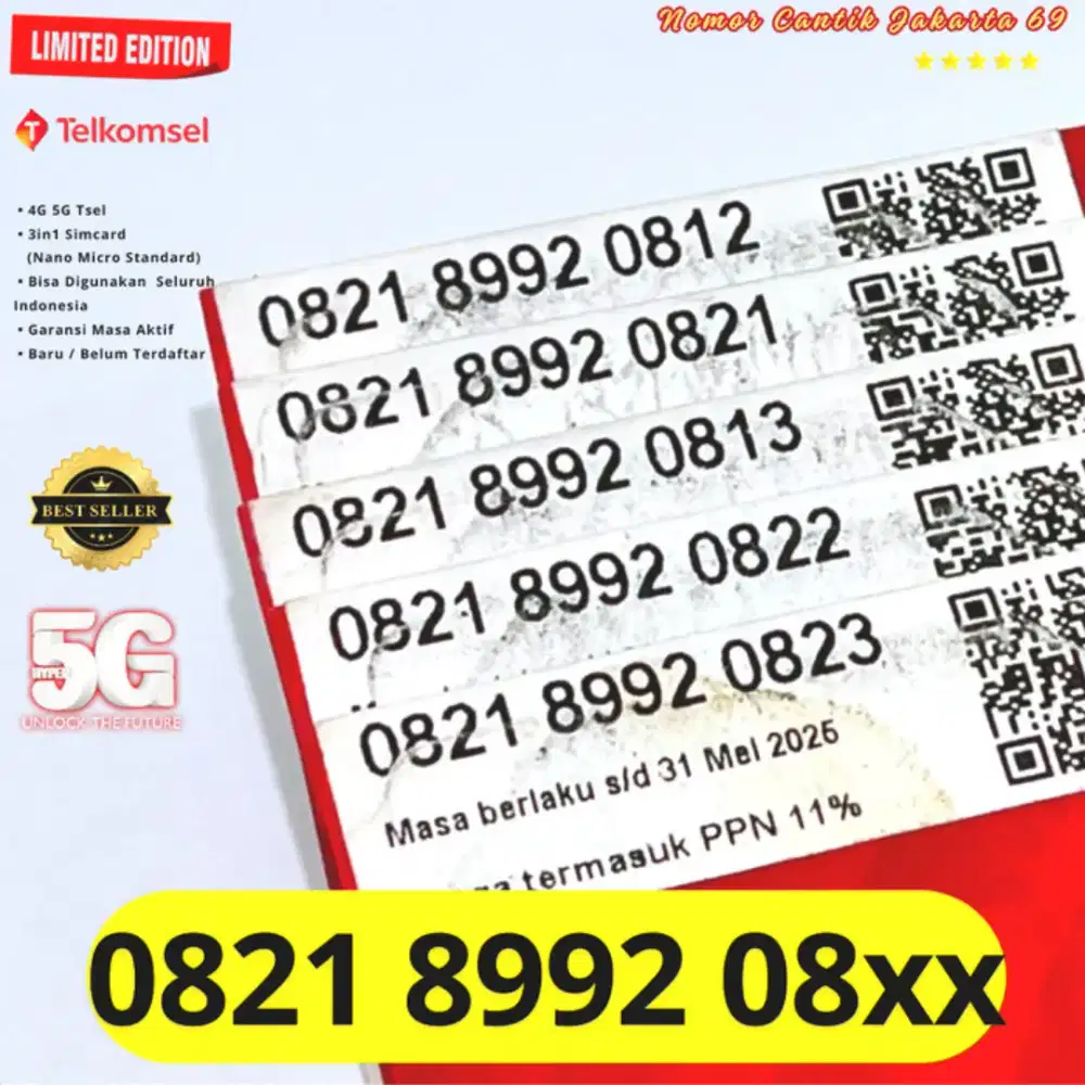 Nomor cantik Super dobel operator Telkomsel support 5g