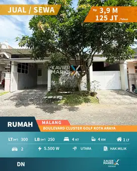 Dijual Rumah di Cluster Golf Araya Malang Kualitas Premium Terawat