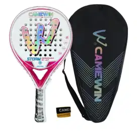 Raket Padel / Paddle CARBON HOLOGRAM PINK (Free cover + handgrip)