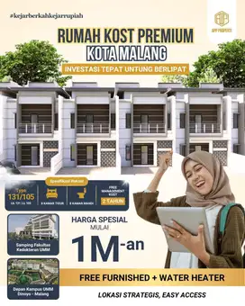 RUMAH KOS PREMIUM 8 KAMAR KOTA MALANG DEPAN KAMPUS MUHAMMADYAH