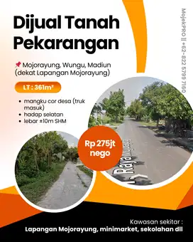 Tanah Pekarangan Dekat Lapangan Mojorayung