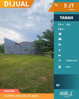 Dijual Tanah Kavling di Lotus Valley Araya Malang