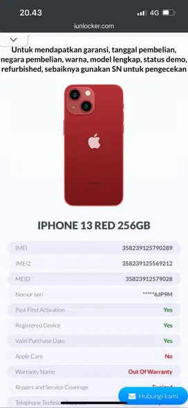Iphone 13 256 GB like new garansi TAM