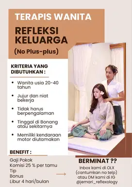 Dibutuhkan Terapis Wanita (No Plus-Plus)