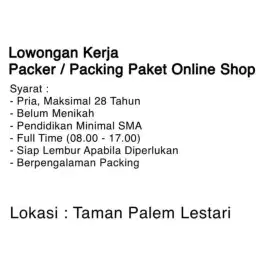 Lowongan Kerja Packing Online Shop Gudang